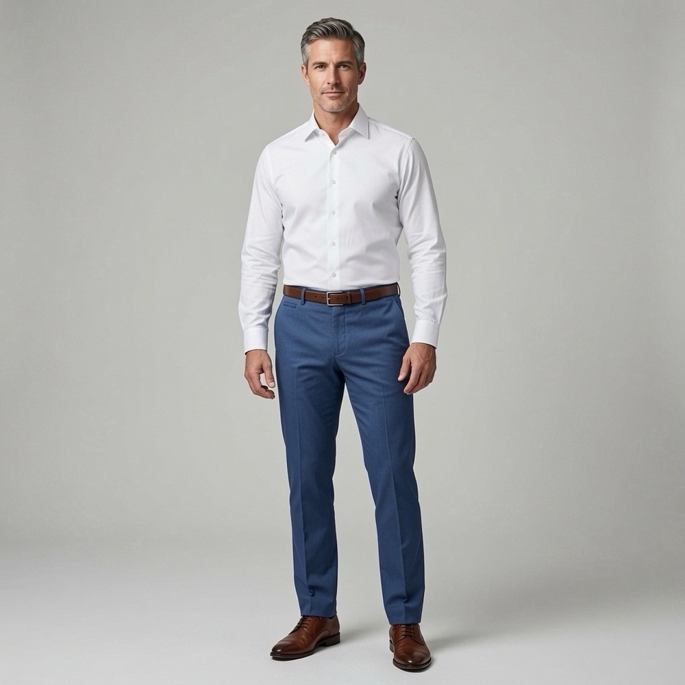 Ermenegildo Zegna Trouser Pants in Lake Blue Linen Blend Men US 32xUhemmed NWT